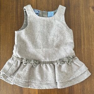 Koala Kids Gray/Brown Sleeveless Wool Dress with Bow Accents